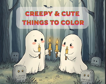 Creepy Halloween Coloring Book: Witchy Designs (Printable PNG JPG A4 US Letter Sizes
