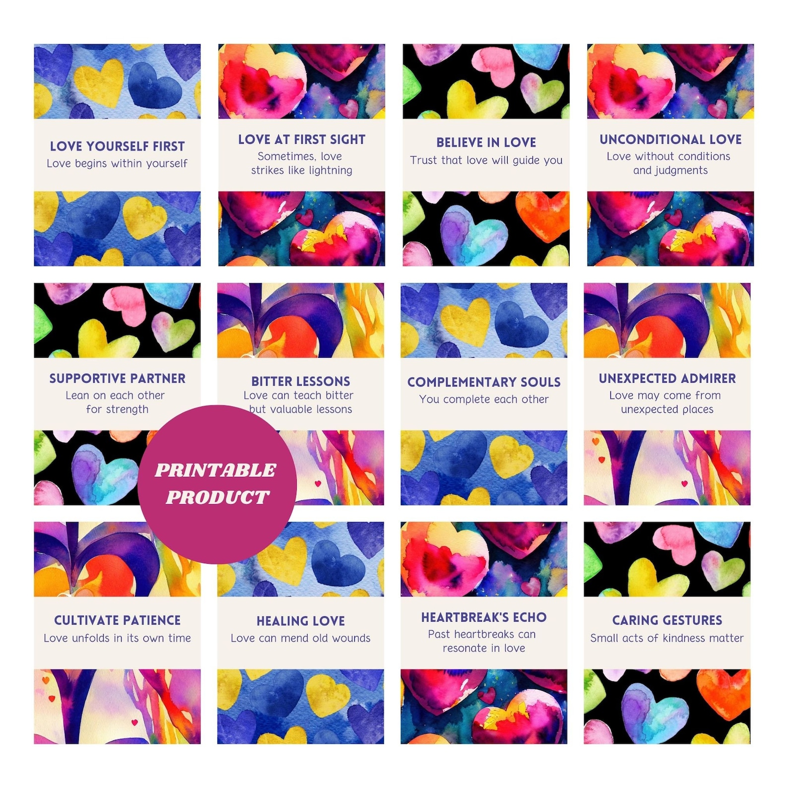 Love Oracle Deck Printable Tarot Deck for Love Digital Download Tarot ...