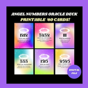 Engelnummers Oracle-kaartspel afdrukbare engelnummerkaarten Uniek tarotkaartenspel digitale numerologiekaarten Engelnummers