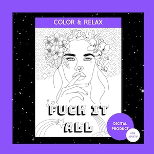 Swear Word Coloring Page Printable For Adults Coloring Page With Motivational Swear Words For Destressing Printable Digital Download