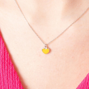 Cadeau de collier de coeur jaune pour l’amant | Collier pendentif coeur personnalisé | Argent sterling 925 | Options or rose, or, argent