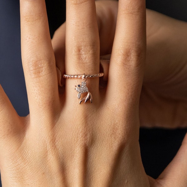 Charming Goldfish Infinity Ring | Personalized Goldfish Ring | Japan Ring | Statement Infinity Band | Custom Goldfish Ring | Minimalist Ring