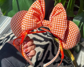 Pumpkin Cream Gingham Minnie Ears