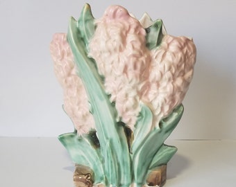 McCoy Pink Hyacinth Vintage Ceramic Vase / Home Decor / 1940s Art Pottery / Rare / Flower Bouquet / Unique Gift / Shabby Chic  Spring Design