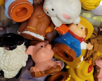 Vintage Fischer-Preis kleine Leute - Tiere - Bauernhof-Set, Zirkus, Touch and Feel, exotische Zoofiguren IHRE WAHL | Ersatz Kleinkind Spielzeug