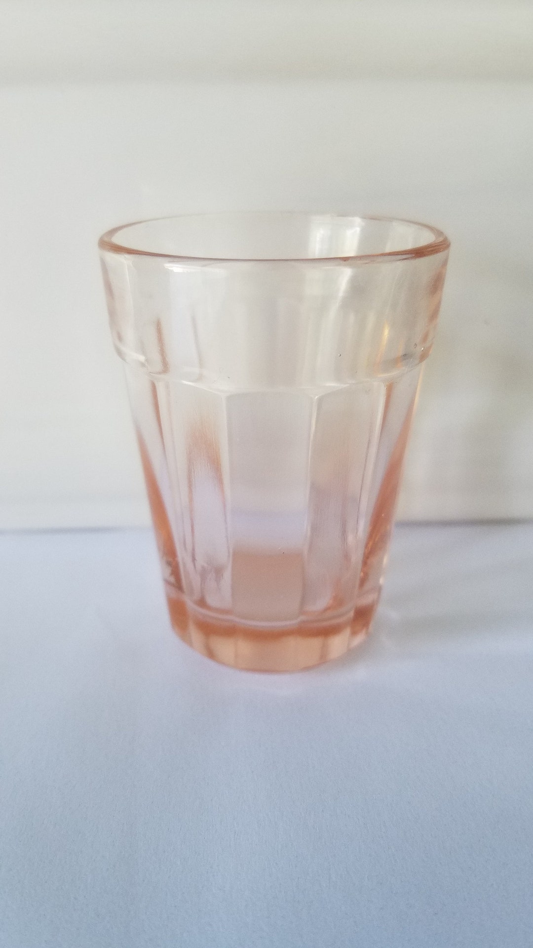 Vintage Pink Anchor Hocking Glass Pillar Optic Whiskey Shot Etsy