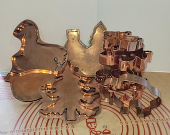 Vintage Copper Cookie Cutters Solid Back / Hand Crafted / Christmas Variety of Shapes | Solid & Hollow Back | Collectible Kitchen Decor