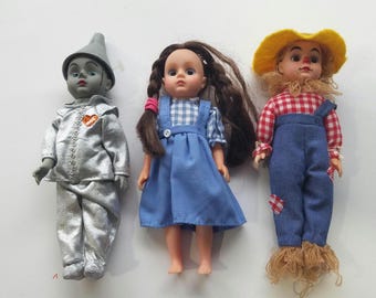 Muñecas vintage de El Mago de Oz de 19 cm / Colección Princesa Corona de World of Doll / 1986 / Dorothy Gale / Hombre de Hojalata / Espantapájaros / Set de 3 / De segunda mano