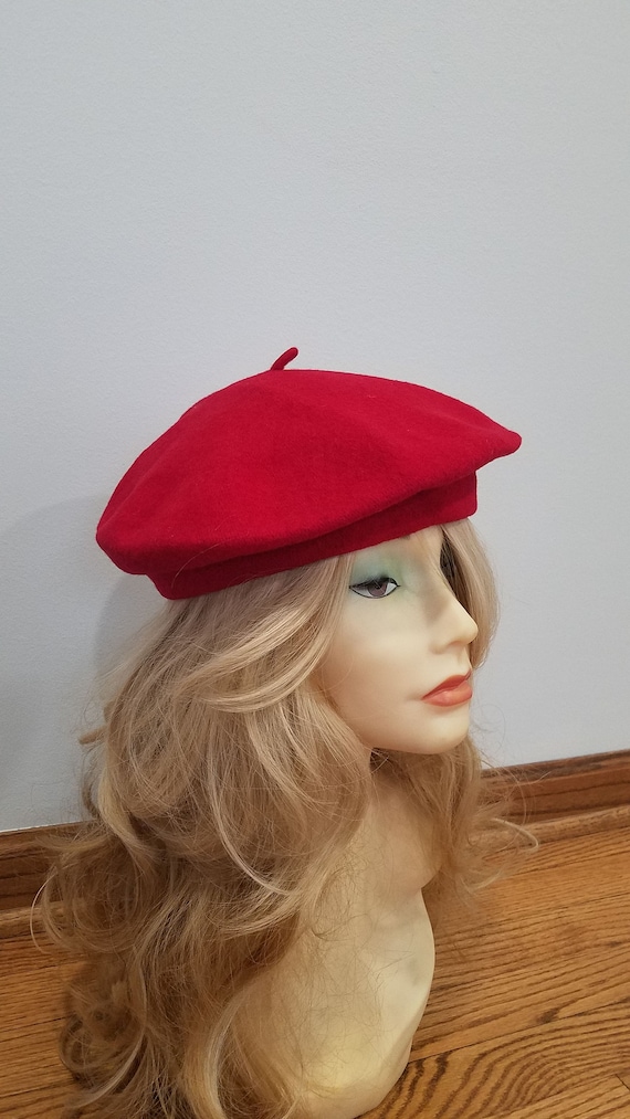 Red 100% Wool Hat / Beret / Vintage Sears / Ladies