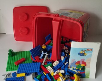 Vintage 1997 LEGO SYSTEM Original Boxes Medium Bucket 4055 Free Style  Pre Owned Original Poster Minifigure Red Tote Building Toy