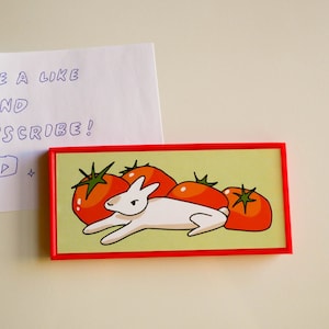 Chill Bunny Fridge Magnet | Cute Refrigerator Magnet | Food Fridge Magnet | Tomato Magnet for Kitchen | Colorful Vegetable Kitchen Decor