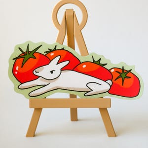 Chill Bunny Vinyl Sticker | Cute Bunny Laptop Sticker | Green Sketchbook Journal Sticker | Tomato Sticker | Recipe Book Sticker