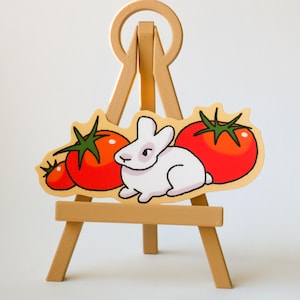 White Bunny Vinyl Sticker | Cute Bunny Laptop Sticker | Bunny Planner Journal Sticker | Summer Tomato Sticker | Bunny Lover Sticker