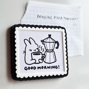Morning Coffee Fridge Magnet | Moka Pot Refrigerator Magnet | Cute Coffee Lover Kitchen Decor