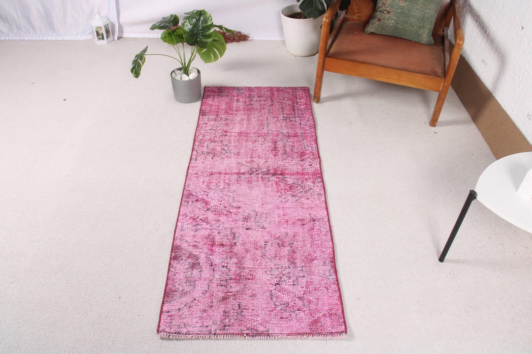 2x5 Ft Vintage Rug, Turkish Small Rug, Pink Camouflage Wool Rug - Etsy
