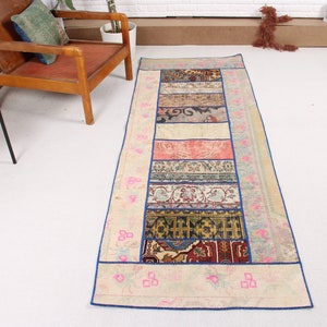 Runner Rugs, Vintage Rug, Turkish Rug, Patchwork Rug, Anatolian Rug, Rugs For Kitchen, 2.7x7.3 ft Rainbow Rug, Wool Rugs, Stair Rug, 590