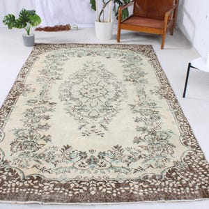 6x10 Large Rugs, Turkish Rug, Vintage Rug, Anatolian Rug, Rugs For Living Room, 5.3x9.2 ft Beige Rug, Rustic Distressed Turkish Rug,