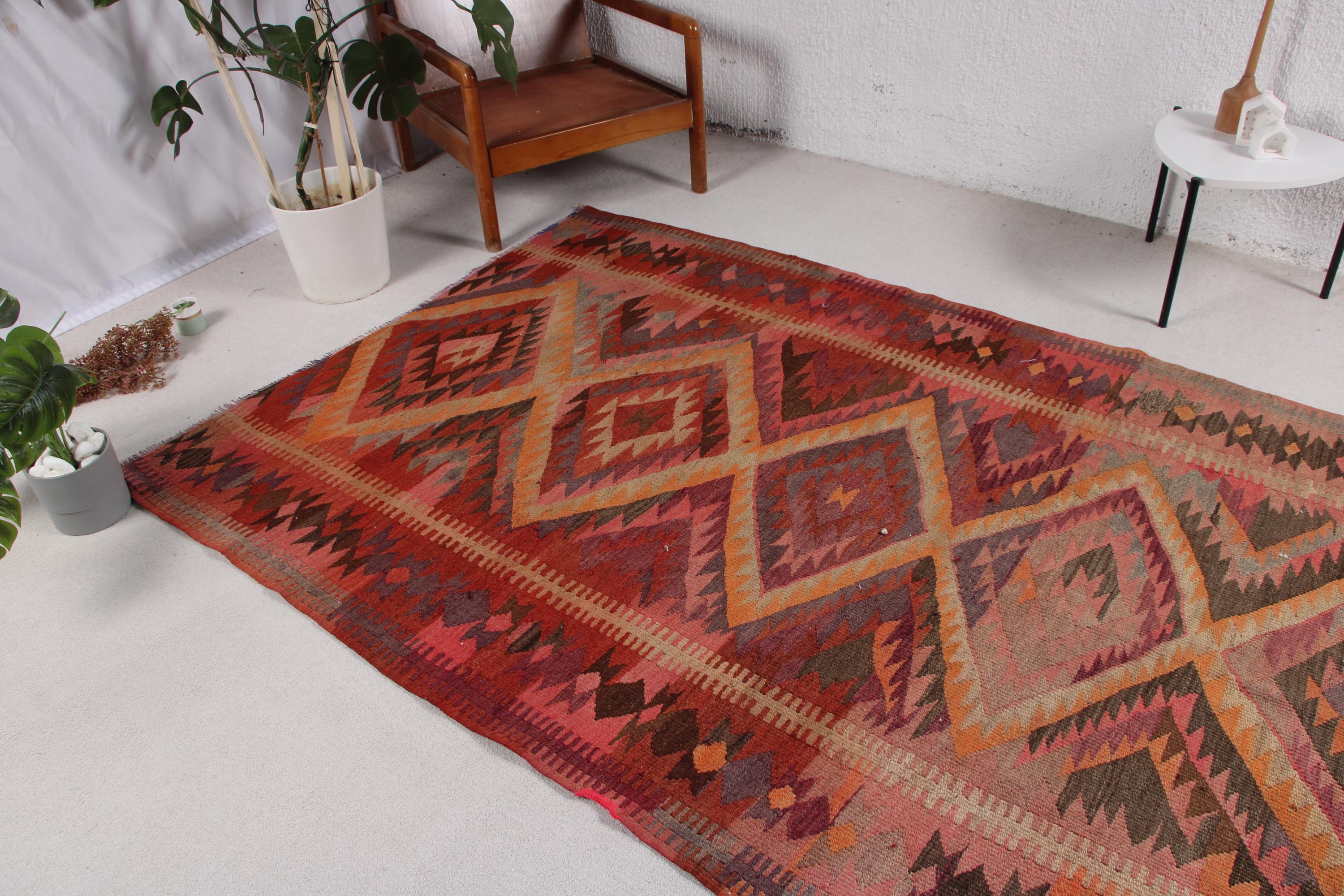 ヴィンテージ キリム、トルコ ラグ、幾何学模様のキリム、ボヘミアン