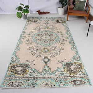 Vintage Turkish Rug 4x10ft 129x292cm