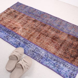 Small Rugs, Vintage Rug, Patchwork Rug, Overdyed Rug, Antique Rug, Rugs For Bathroom, 2.1x3.7 ft Brown Rug, Entry Rugs, Wool Small Rug, 901