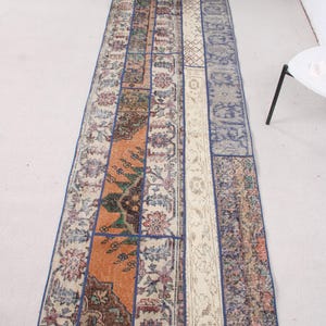 Patchwork Rug, Vintage Rug, Turkish Rug, 3x9 Runner Rug, Oushak Rug, Rugs For Corridor, 2.7x9.3 ft Beige Rug, Antique Wool Rug, Organic Rug,