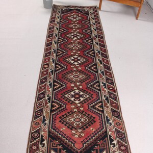 Turkish Rug, Vintage Rug, 3x9 Runner Rug, Antique Rug, Rugs For Corridor, 2.6x8.9 ft Red Rug, Boho Chic Turkish Rug, Wool Rug Runner,
