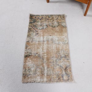 2x4 Small Rug, Turkish Rug, Vintage Rug, Faded Oushak Rug, Rugs For Bathroom, 1.7x3.1 ft Brown Rug, Colorful Vintage Rug, Handmade Door Mat,