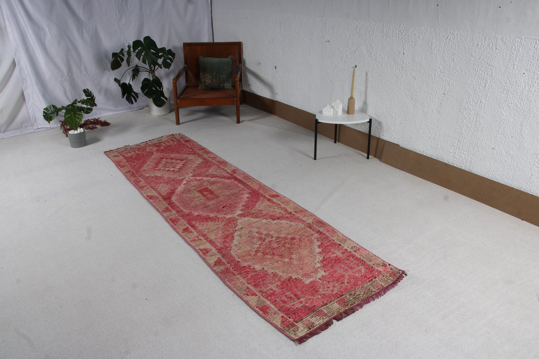 Herki Rug Vintage Runner Turkish Antique Rugs for Corridor 2.6x9.2