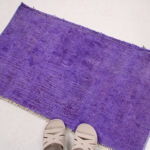 Small Rug, Vintage Rug, Turkish Rug, Overdyed Rugs, Rugs For Bathroom, 2.9x1.6 ft Purple Rug, Anatolian Rug, Wool Rug, Small Entry Rug,  455