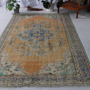 Turkish Rug Large Vintage Antique Rugs For Bedroom 5.3x8.7 ft Bronze Salon Flatweave Oriental Aesthetic Pastel Turkey Abstract Oushak