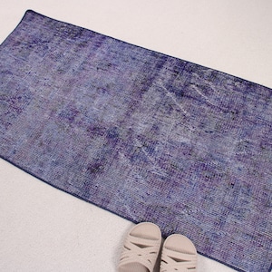 Small Rugs, Vintage Rug, Turkish Rug, Oushak Rugs, Rugs For Entry, 2x3.9 ft Purple Rug, Overdyed Rug, Floor Rug, Wool Door Mat,  1045