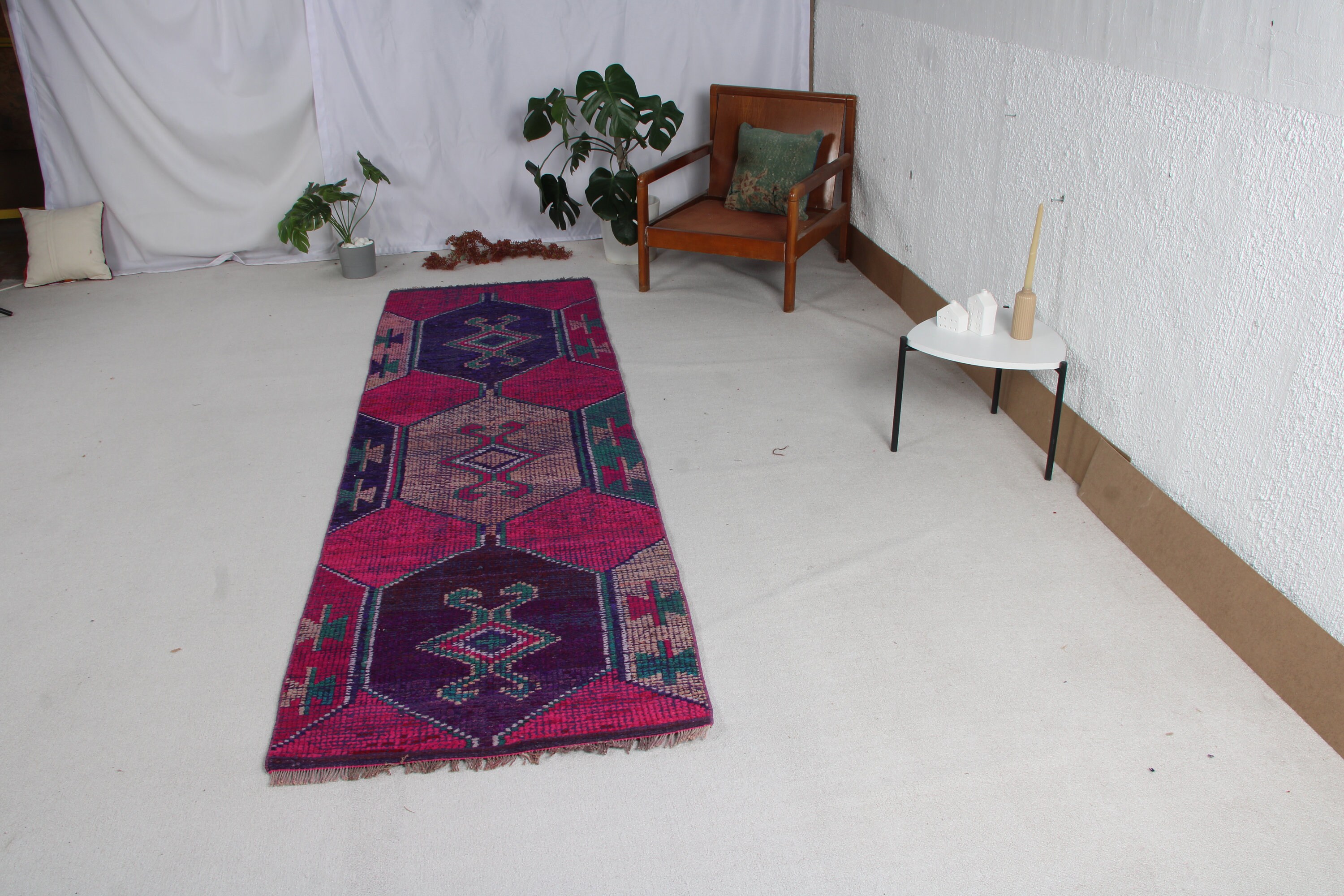 Herki Rug Runner Vintage Turkish Antique Rugs for Hallway 2.9x9.7