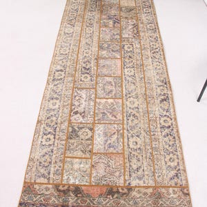Vintage Turkish Runner Rug 3x8.4 ft, Oushak Brown Wool Rug