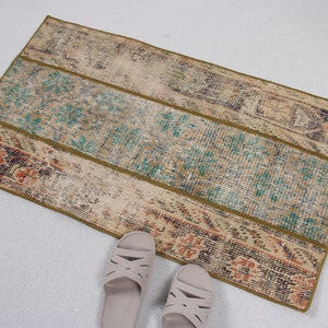 Vintage Rug, Patchwork Rug, Small Rug, Turkish Rug, Antique Rug, Rugs For Entry, 1.8x3.2 ft Beige Rug, Oriental Rugs, Small Wool Rug, 977
