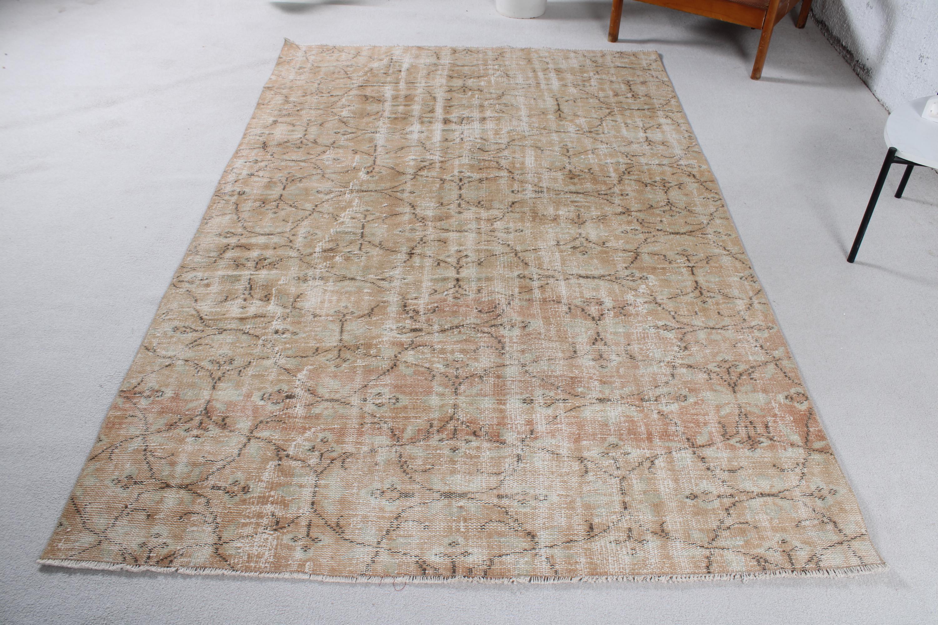 Large Rug, Turkish Rug, Vintage Rug, Anatolian Rug, Rugs For Bedroom, 5.2x8 ft Beige Rug, Luxury Vintage Wool Area Rug, Oushak Rug