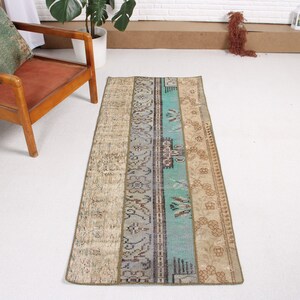 Small Rugs, Vintage Rug, Turkish Rug, Patchwork Rug, Antique Rug, Rugs For Bathroom, 2.3x5.7 ft Brown Rug, Wool Rug, Small Vintage Rug,  260