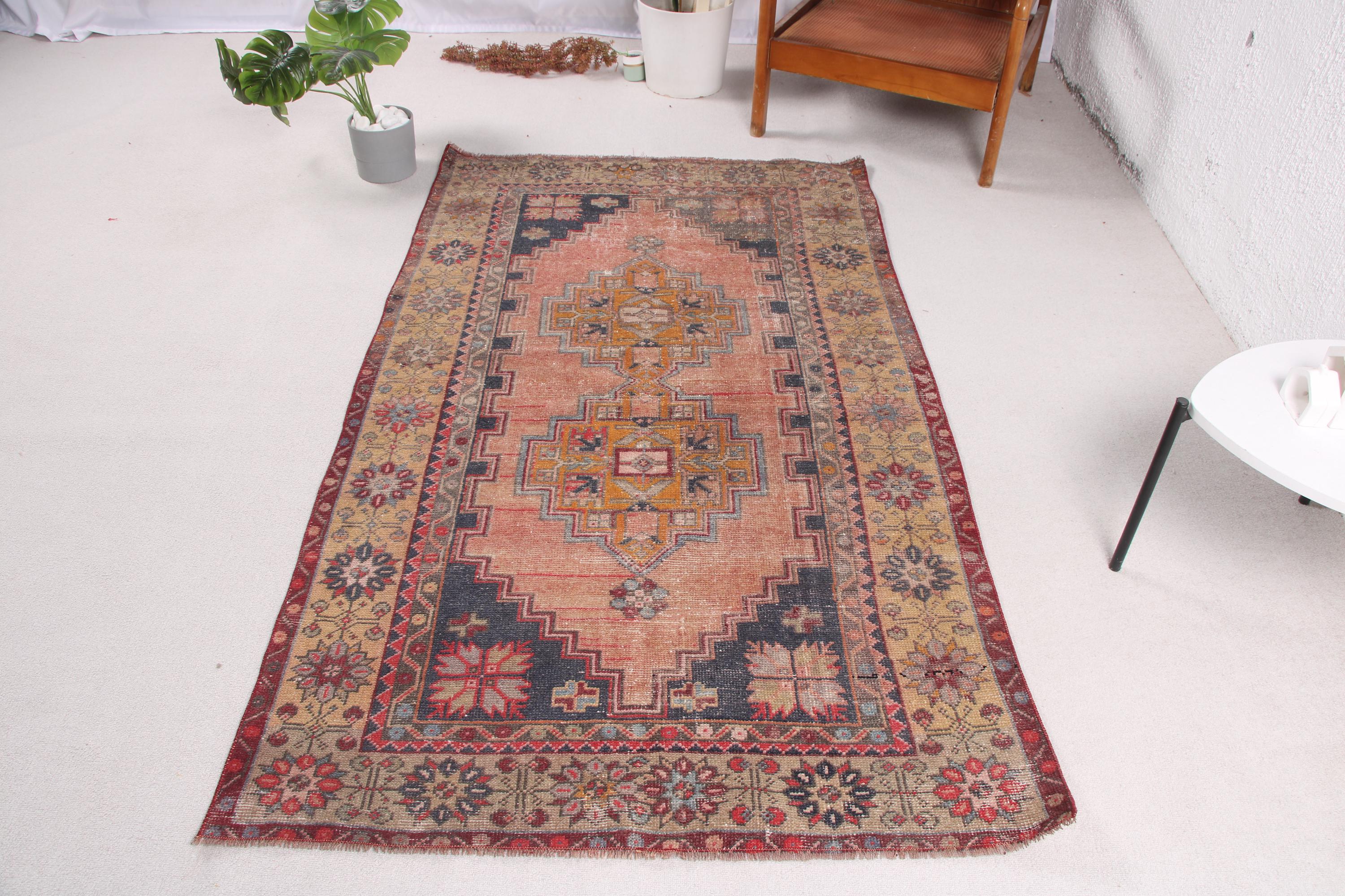 Turkish Rug, Vintage Rug, 4x6 Area Rugs, Antique Rug, Rugs For Living Room, 3.8x6.4 ft Orange Rug, Anatolian Rug With Fringe, Wool Rug,