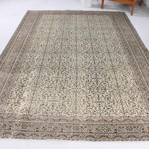 Vintage Rug, 6x9 Large Rugs, Turkish Rug, Oushak Rugs, Rugs For Bedroom, 6.5x9.3 ft Beige Rug, Authentic Vintage Turkish Rug, Antique Rug