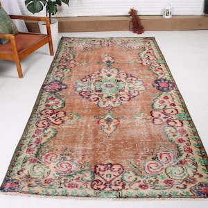 Turkish Rug, Vintage Rug, Large Rug, Antique Rug, Rugs For Living Room, 4.5x8.9 ft Brown Rug, Wool Rug, Anatolian Rug, Gift For Him,  112