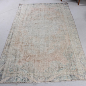 Turkish Rug, Large Rug, Vintage Rug, Anatolian Rug, Rugs For Dining Room, 5.4x9.4 ft Brown Rug, Soft Washable Oushak Rug, Tribal Rug,