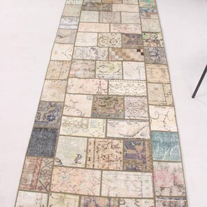 Vintage Rug, 3x8 Runner Rug, Turkish Rug, Patchwork Rug, Antique Rug, Rugs For Kitchen, 3.1x8.1 ft Beige Rug, Vintage Oushak Wool Rug,