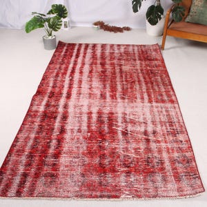 Vintage Red Turkish Rug 4x7ft