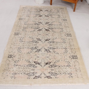 4x7 Area Rug, Turkish Rug, Vintage Rug, Floral Oushak Rug, Rugs For Bedroom, 3.9x6.6 ft Beige Rug, Luxury Vintage Wool Area Rug, Boho Rug,