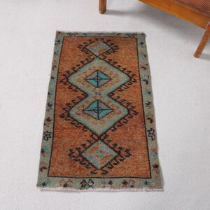 Turkish Rug, Vintage Rug, 2x3 Small Rug, Antique Rugs, Rugs For Entry, 1.7x2.9 ft Orange Rug, Distressed Turkish Rug, Handmade Wool Rug