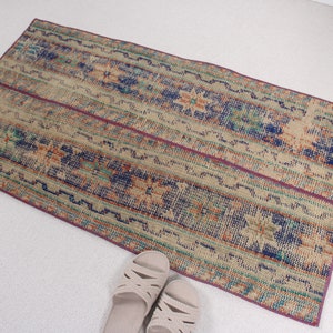 Patchwork Rug, Small Rugs, Turkish Rug, Vintage Rug, Antique Rug, Rugs For Entry, 2x3.8 ft Green Rug, Door Mat Rug, Turkish Rug Small,  951