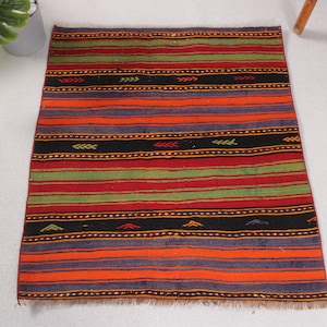 Small Kilim, Vintage Kilim, Turkish Kilim, Anatolian Kilim, Rugs For Entry, 2.7x3 ft Purple Kilim, Modern Wool Rug, Patterned Door Mat,