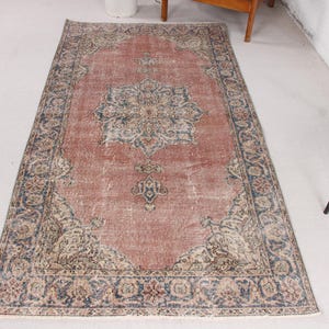Turkish Rug, Vintage Rug, 4x7 Area Rugs, Faded Oushak Rugs, Rugs For Slaon, 3.7x7.2 ft Purple Rug, Boho Chic Turkish Rug, Antique Rug,