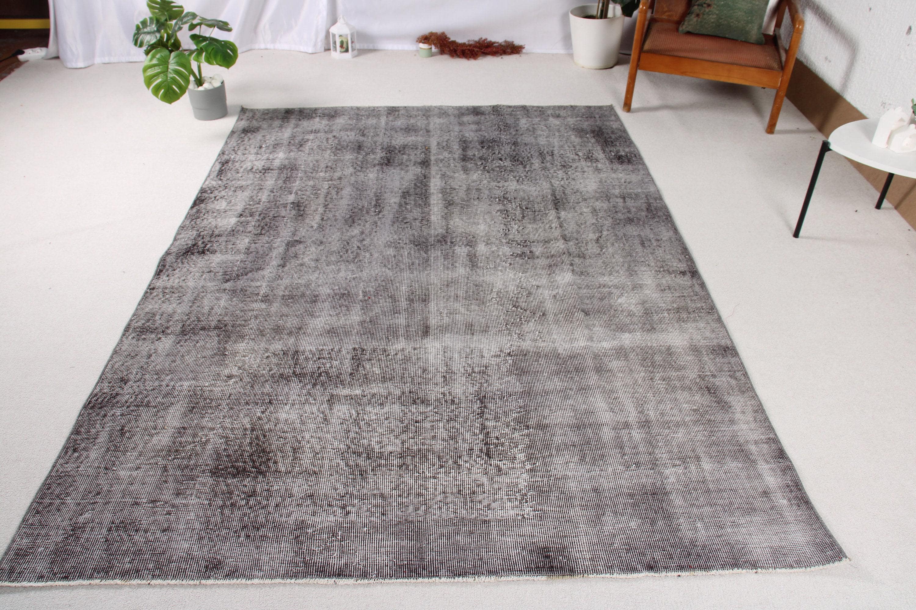 Vintage Turkish Rug, Handwoven Area Rug, Large Gray Carpet, Living
