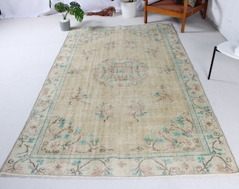 Tappeto vintage 5,1x8,5 piedi (154 x 260 cm), tappeto turco patchwork marrone