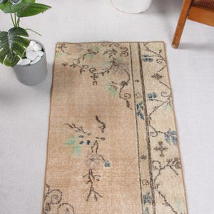 Vintage Rug, 2x3 Small Rug, Turkish Rug, Faded Oushak Rugs, Rugs For Entry, 1.8x3.1 ft Orange Rug, Boho Turkish Rug, Handmade Bath Mat,